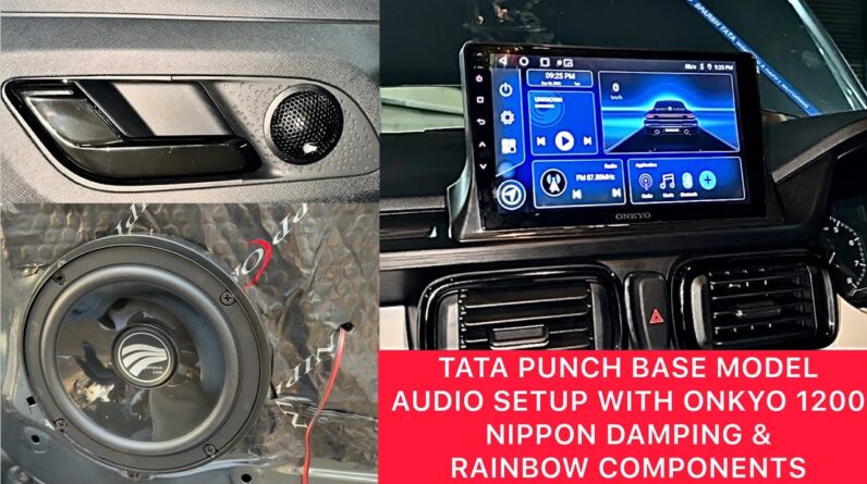 Tata punch base model accessories with audio setup Onkyo X-QD1200 with blaupunkt camera & components