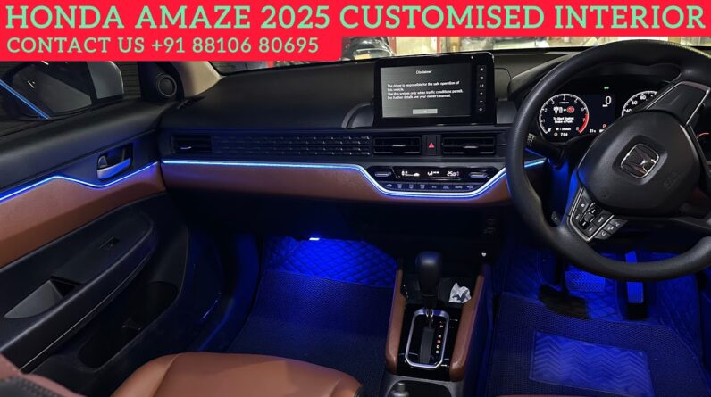 Honda amaze 2025 interior Customised with ambient light | Customised tan color interior in amaze