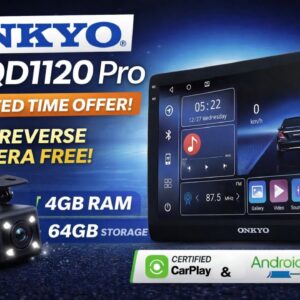 Onkyo Android Car Stereo X-QD1120 Pro with 4Gb Ram 64 Gb storage and certified wireless CarPlay & AA