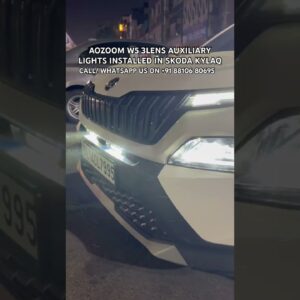 Aozoom W5 3lens auxiliary lights installed in skoda Kylaq | Aozoom Lighting for car