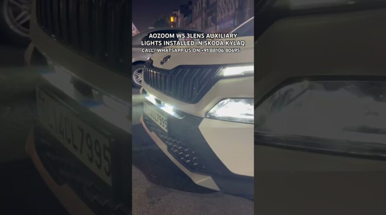 Aozoom W5 3lens auxiliary lights installed in skoda Kylaq | Aozoom Lighting for car